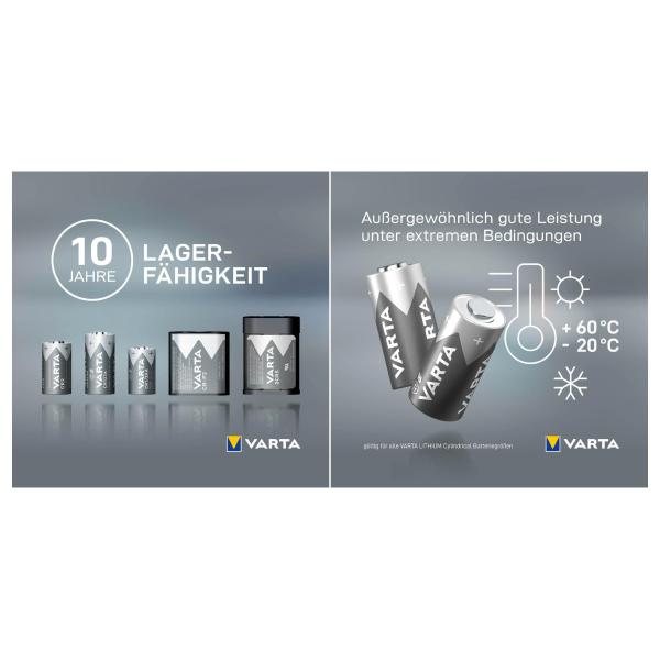 Foto-Batterie 'LITHIUM', CR123A, 3, 0 Volt VARTA 06205 301 401 (4008496537280)