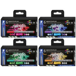 Fasermaler pigment brush pen 'Blues & Violets' STAEDTLER 371 C6-2 (4007817097113)