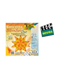 Faltblätter Bascetta-Stern, 150 x 150 mm, hochrot/ gold folia 326/1515 (4001868033557)