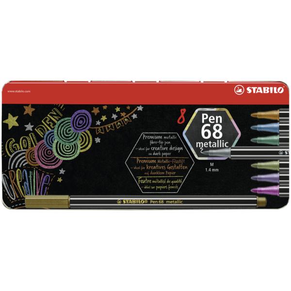 Fasermaler Pen 68 metallic, 8er Metalletui STABILO 6808/8-32 (4006381546386)