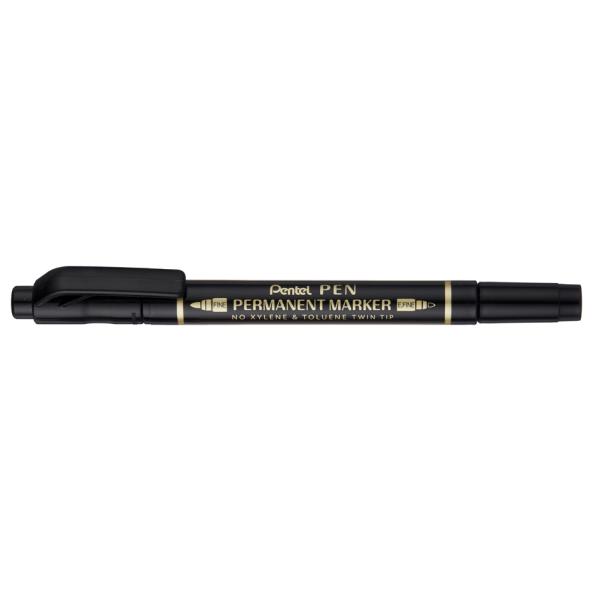 Permanent-Marker Pen, Doppelspitze, schwarz Pentel N75W-AE (4711577043869)
