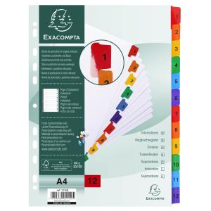 Karton-Register 1-12, DIN A4, weiß, 12-teilig EXACOMPTA 1112E (3130630011125)
