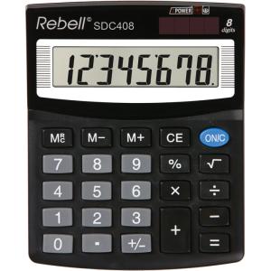 Tischrechner Solar- Batteriebetrieb 8-stellig LCD-Display schwarz REBELL RE-SDC408 BX (8595179506146)