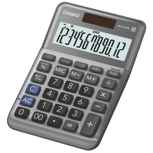 Tischrechner Solar- Batteriebetrieb 12-stellig LC-Display grau Casio MS-120FM (4549526615436)