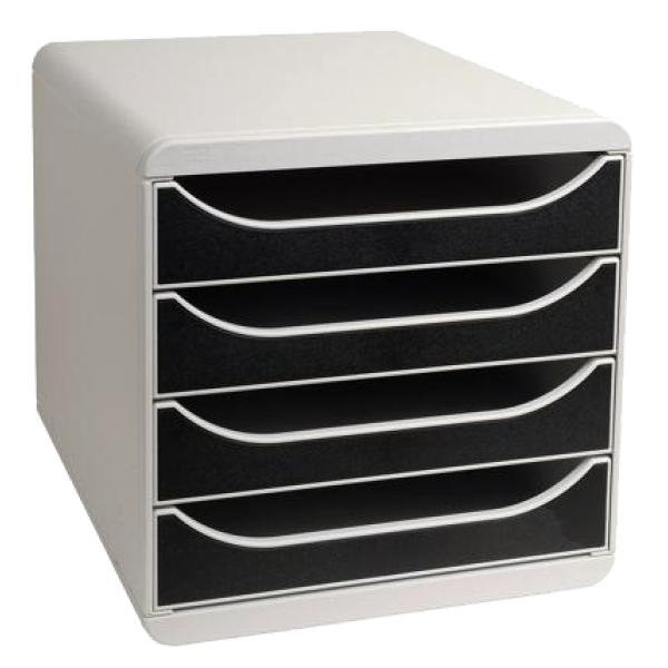 Schubladenbox BIG-BOX, 4 Schübe, lichtgrau/ schwarz EXACOMPTA 310014D (9002493023529)