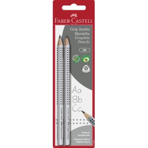 FABER-CASTELL Bleistifte Jumbo Grip B grau 2 Stück Blister