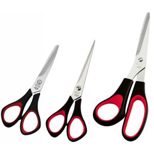 Schere Edelstahl 21 cm schwarz rot Softgriff Linkshänder WEDO 97681 (4003801790046)