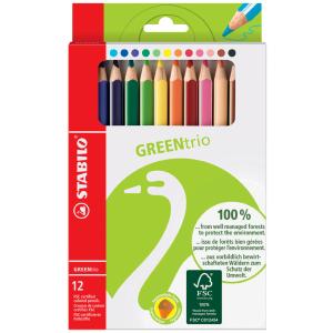 Dreikant-Buntstifte GREENtrio, 12er Kartonetui STABILO 6203/12 (4006381401029)