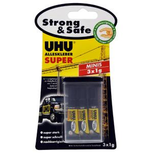 Alleskleber SUPER Strong & SAFE MINIS, 3 Tuben a 1 g UHU 44305 (4026700443059)