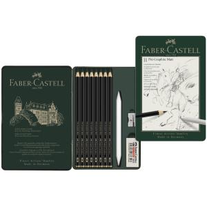 Faber-castell Pitt Graphite Matt Graphitstifte Hb, 2b, 4b, 6b, 8b, 10b, 12b, 14b Schwarz Mit Radierer, 1 Set 115220