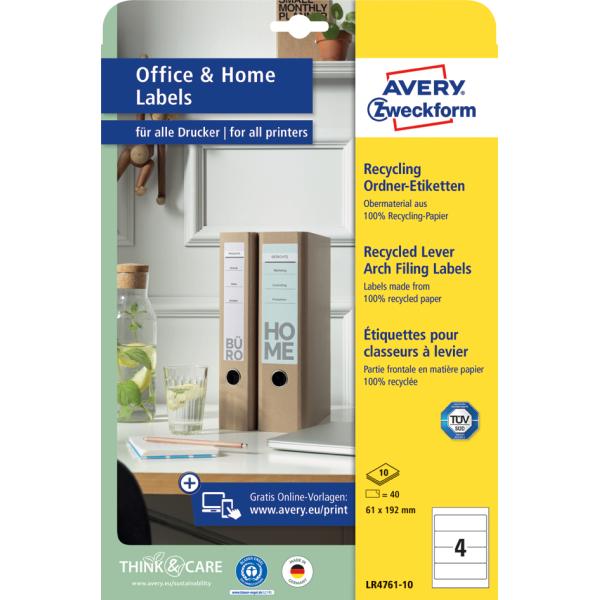 Recycling-Ordnerrücken-Etiketten Home Office AVERY Zweckform LR4761-10 (4004182085080)