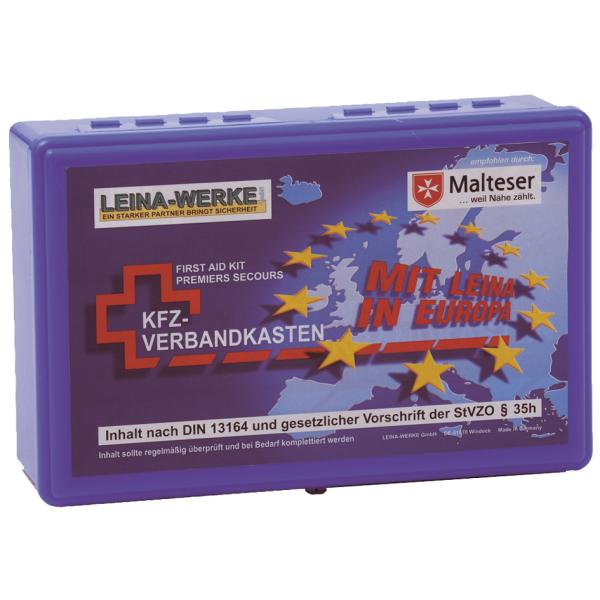 LEINA KFZ-Verbandkasten Euro, Inhalt DIN 13164, blau REF 10102  (4011166101025)