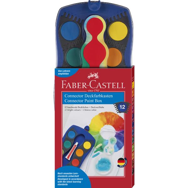 CONNECTOR Farbkasten 12 Farben inkl. Deckweiß blau FABER CASTELL 125001 (4005401250012)