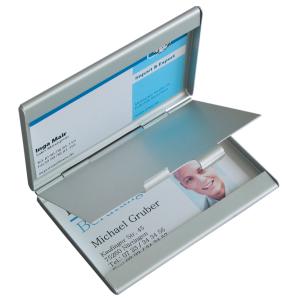 Visitenkarten-Etui 'Twin', Aluminium, silber, matt sigel VZ136 (4004360980633)