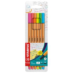 Fineliner point 88 Etui 6er Pack Neonfarben STABILO 88/6-1 (4006381493451)