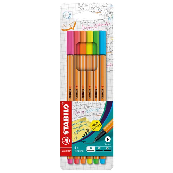 Fineliner point 88 Etui 6er Pack Neonfarben STABILO 88/6-1 (4006381493451)