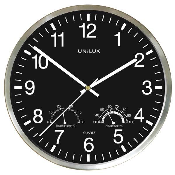Wanduhr WETTY, Durchmesser: 300 mm, schwarz UNiLUX 400140807 (3595560030439)