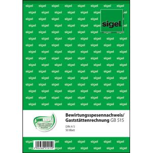 Formularbuch 'Bewirtungsspesennachweis', A5, 50 Blatt sigel GB515 (4004360910159)