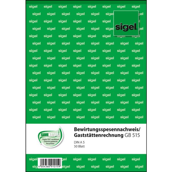 Sigel Bewirtungskostenbeleg Formularbuch Gb515 (4004360910159)