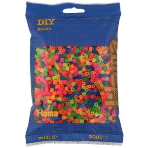 HAMA Bügelperlen midi 'Neon-Mix', 3.000er Beutel Hama Bügelperlen 201-51 (0028178201517)