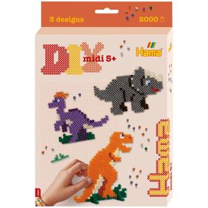 HAMA Bügelperlen midi 'Dino Welt', Geschenkpackung Hama Bügelperlen 3434 (0028178034344)