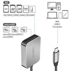 USB-C 3.2 Gen 1 Dual-Kartenleser, aus Aluminium LogiLink CR0050 (4052792072181)