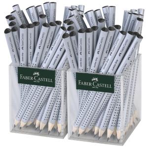 FABER-CASTELL Bleistift Jumbo GRIP silber, im Köcher Faber-Castell 111965 (4005401119654)
