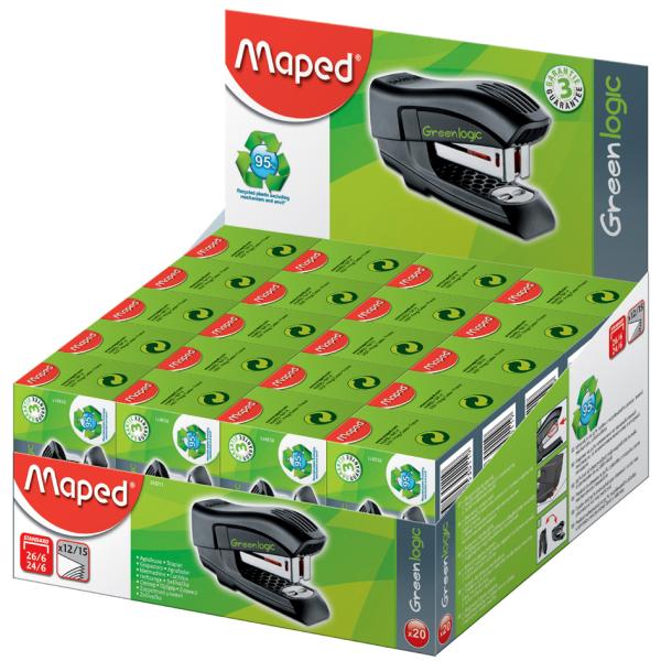 Heftgerät Mini Standard Greenlogic, 20er Display Maped 353011 (3154143530119)