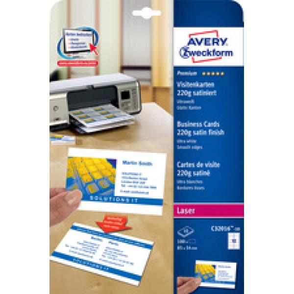Quick & Clean Visitenkarten, satiniert AVERY Zweckform C32016-25 (4004182242797)
