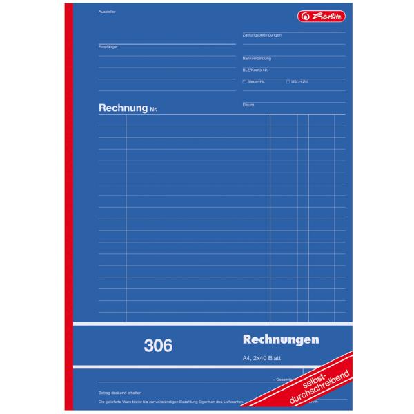 Formularbuch 'Rechnung 307', DIN A5, 3 x 40 Blatt herlitz 300010515 (4008110888545)