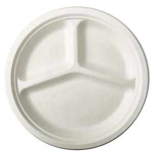 Zuckerrohr-Teller 'pure', rund, 260 mm, 3-geteilt PAPSTAR 89739 (4002911688977)