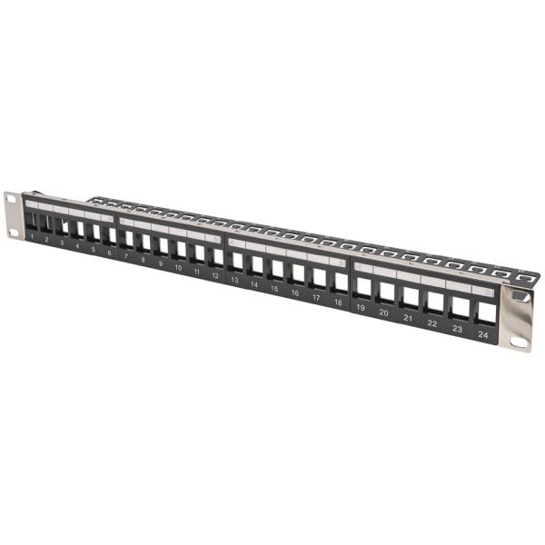 19' Keystone Patch Panel, 24 Port, 1 HE, schwarz DIGITUS DN-91411-LF (4016032338543)