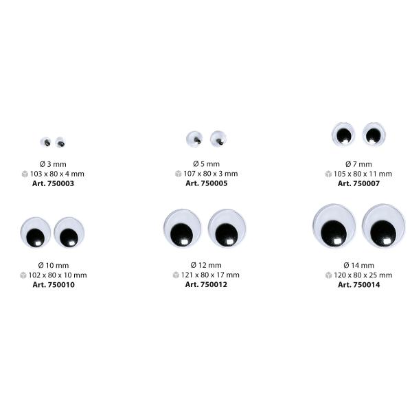 Wackelaugen  7 mm rund 100 Stück FOLIA 750007 (4001868750072)
