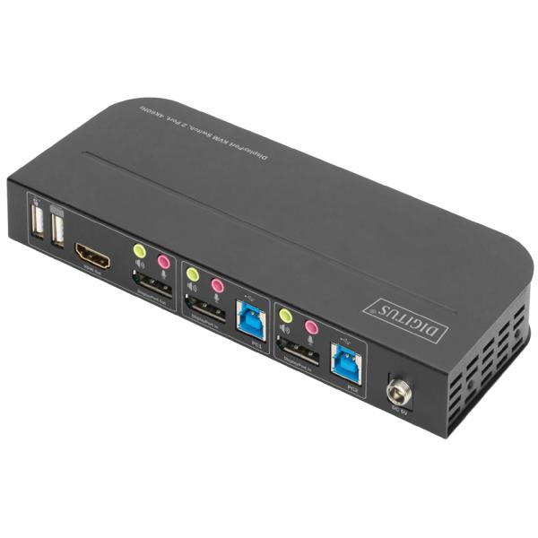 KVM Switch, 2-Port, 2 x DP in, 1 x DP/ HDMI out DIGITUS DS-12850 (4016032466833)