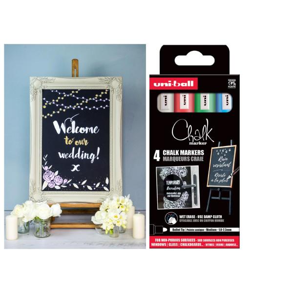 Kreidemarker Chalk marker PWE5M/ 4 PF, 4er Etui uni-ball PWE5M/4PFASS15 (3296280046785)