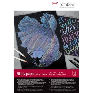 Tombow Zeichenblock 'Black Paper', DIN A5, blanko, 250 g/ qm TOMBOW PB-BLACK-5 (4003198950382)