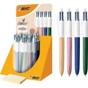 BIC Druckkugelschreiber 4 Colours Wood Style, 30er Display Bic 507406 (3086123697201)