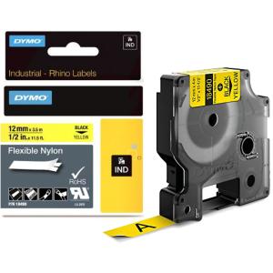 DYMO RHINO Nylon-Schriftband schwarz/ weiß, 12 mm x 3, 5 m Dymo 18488 (0071701184887)