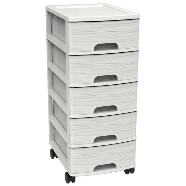 Schubladenboxen-Turm STONE, A4, 5 Schübe, PP, weiß EDA 010330 BL.CER (3086960254698)
