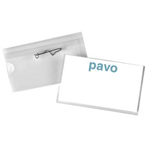Namensschild, mit Wellennadel, 40 x 60 mm, transparent pavo 8007776 (8717448007776)