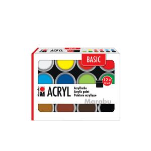 Acrylfarben-Set BASIC, 12 x 18 ml Marabu 1210000000214 (4068247003464)
