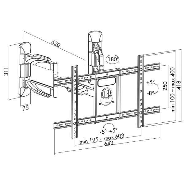 TV-Eck-Wandhalterung Full Motion, für 37' - 70' LogiLink BP0047 (4052792046526)