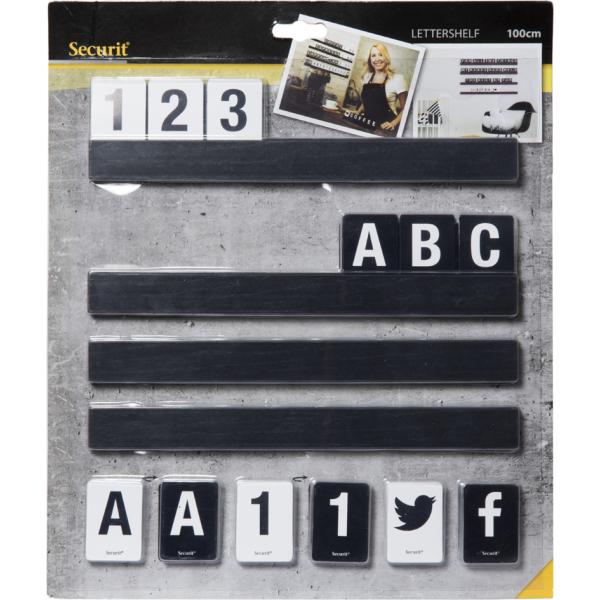 Buchstabenleiste LETTER SHELF, schwarz Securit LES-BL-100 (8719075283127)