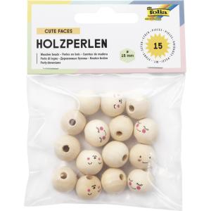 Holzperlen CUTE FACES, rund folia 22981 (4001868122640)