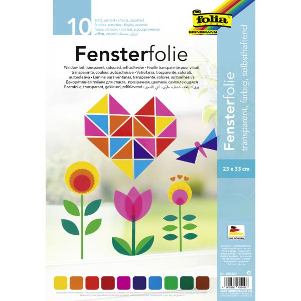 Fensterfolie, 350 x 500 mm, 10 Bogen, farbig sortiert folia 450309 (4001868453096)