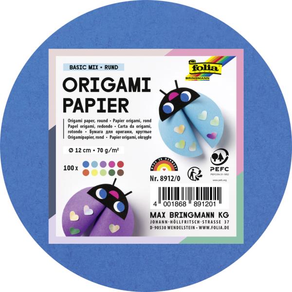 Faltblätter rund  10 cm 10 Farben sortiert 500 Blatt 70g qm FOLIA 8960/0 (4001868896008)