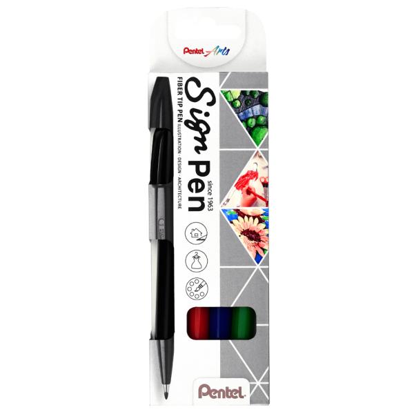Arts Faserschreiber Sign Pen S520, 4er Etui Pentel S520-4 (4016284343388)