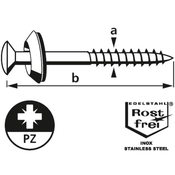 Spenglerschraube 4, 5x65 mm, PZ2, 25 Stück suki. 6180803 (4032526035040)