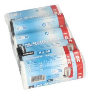 Mülleimerbeutel HDPE, 30 Liter, farbig sortiert STARPAK 12095 (4002911200957)