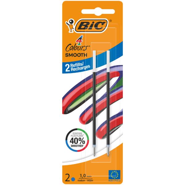 Bic 4 Colours Smooth Kugelschreibermine M Schwarz, 2 St. 524102 (3086123763326)